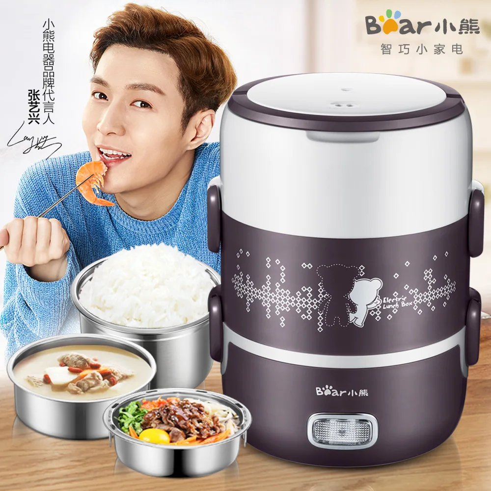 

Bear 3 Layer Portable Electric Lunch Box with Vacuate Tool Preservation Mini Rice Cooker Multi Cooker Mini Steamer