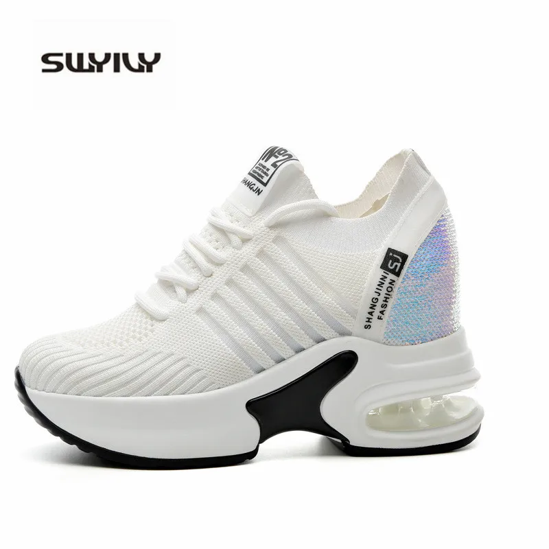 

SWYIVY Women Sneakers 2019 Autumn Wedges Shoes For Women Black/white Sneakers Casual Shoes Woman Sock Sneaker Female Dad Shoes