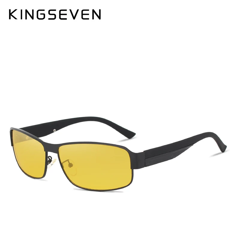 KINGSEVEN Fashion Sunglasses Men Driving Sun Glasses For Men Brand Design High Quality Eyewear Male - Цвет линз: BLACK YELLOW