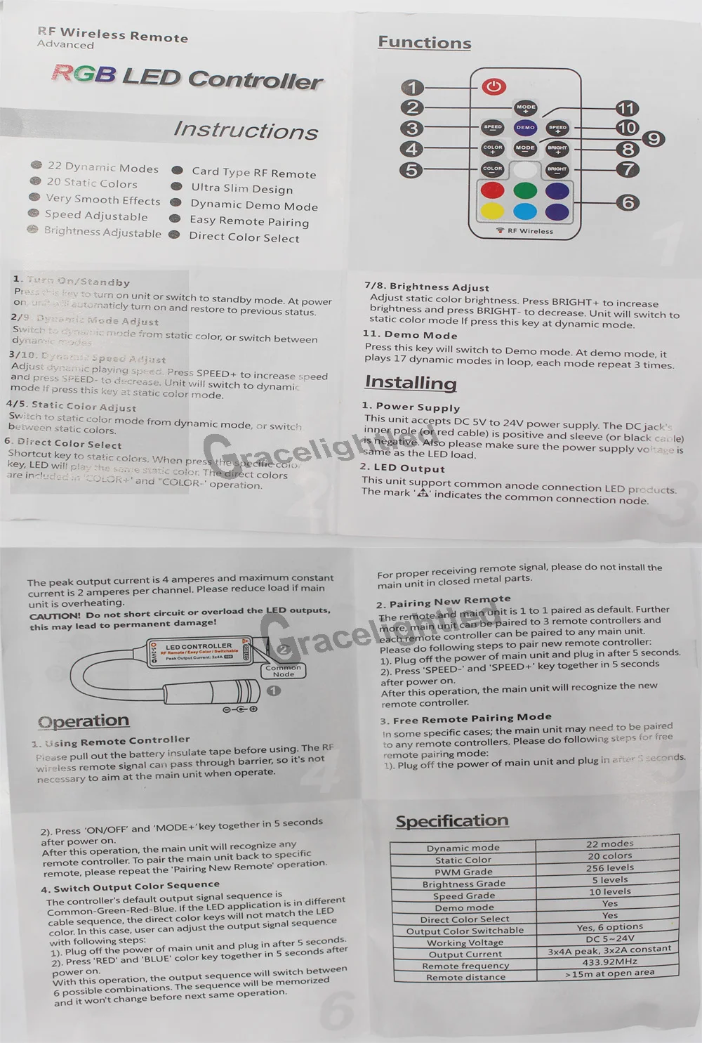 RF 17key RGB controller 6e