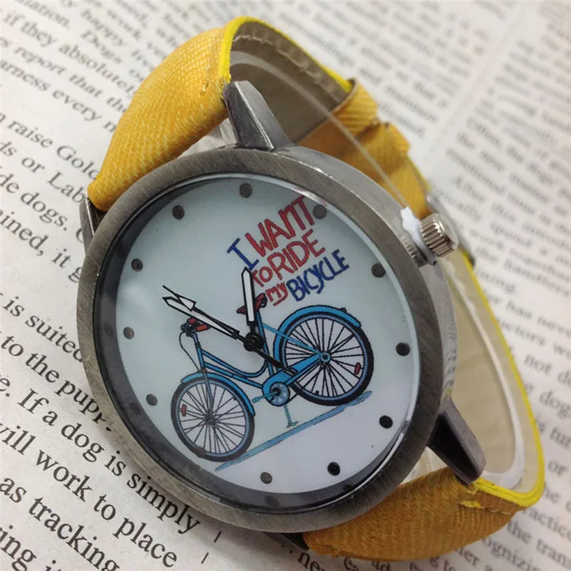 New Listing Men Watch Fashion Male Vintage Watch Denim Bicycles Male And Female Students Couple Table Relogio masculino M09 (7)
