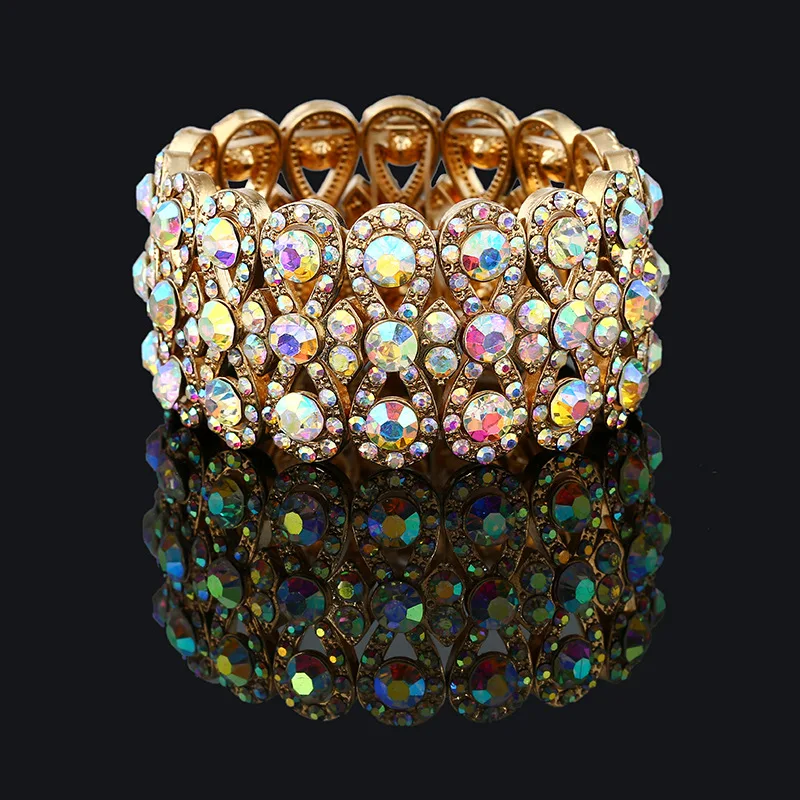 

Fashion Classic Rhinestone Elastic Handmade Bracelet Bride Jewelry Banquet Dress Accessories Show Jewelry 190609-3