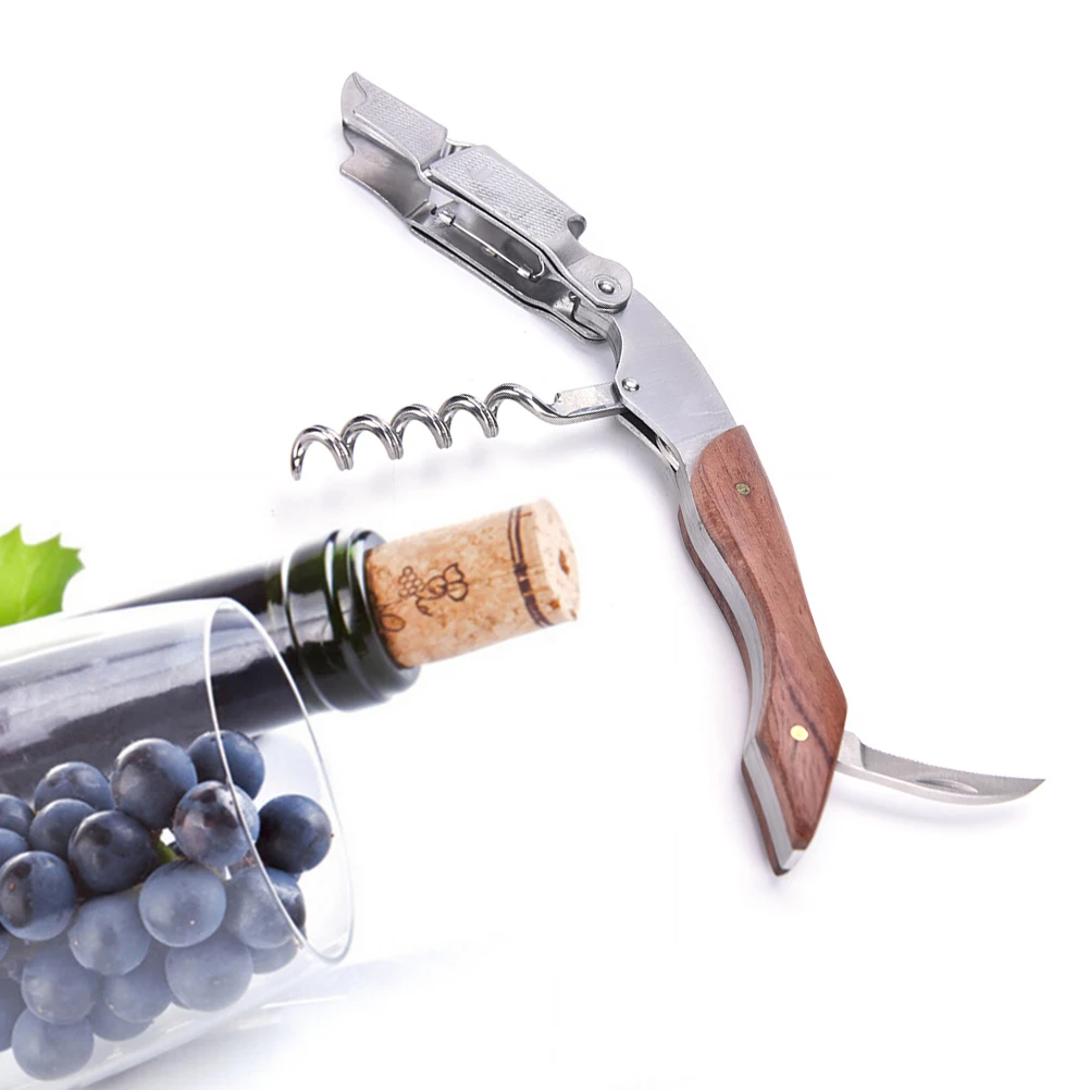 Professional Wood Handle Wine Opener Multifunction Portable Screw