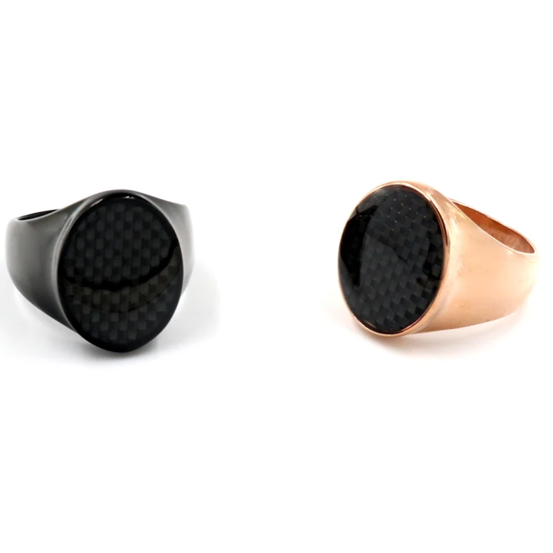 

High Quality Jewelry Carbon Fiber Ring Cool Simple Men Women Ring Black Silver Color 316L Stainless Steel CoupleRings