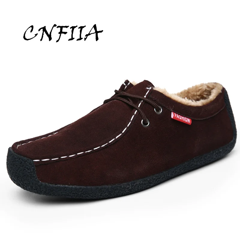 

CNFIIA Shoes Men Fur Winter 2018 Men Casual Shoes Brown Blue Black Footwear Male Designer Shoes Lace Up Walking Comfortable Warm