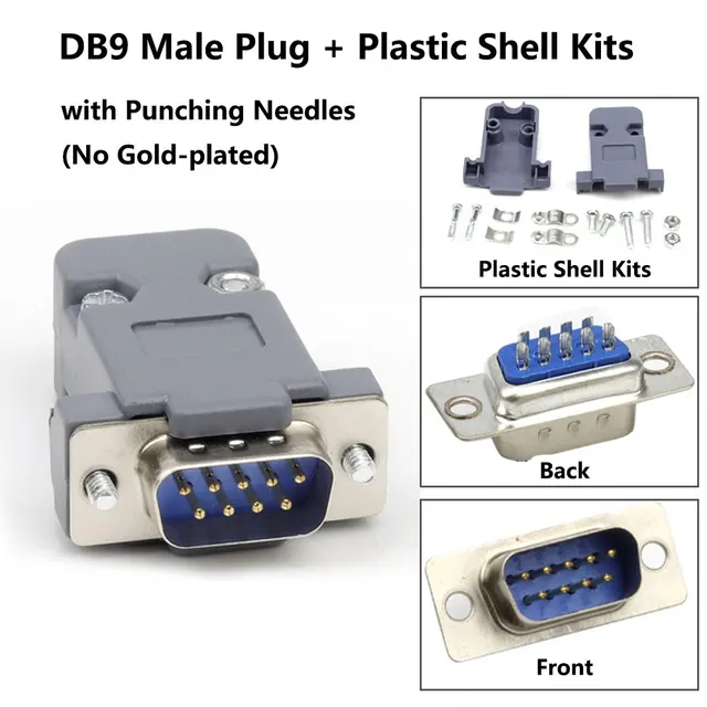 DB9 Male Plug Plastic Shell Kit RS232 9 Pin Serial Port Connector RS485