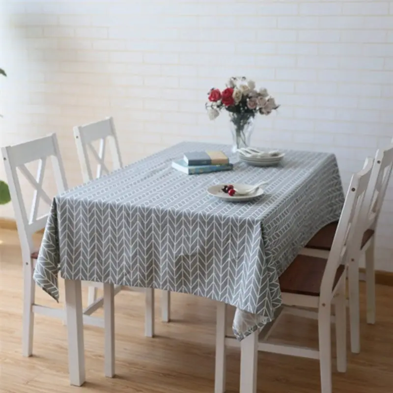 

Japan Style Linen Tablecloth Plaid Table Cloth Rectangular Coffee Table Cloths for Home