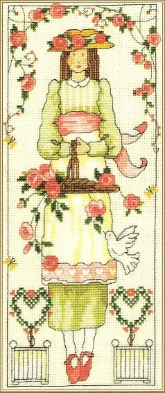 cs-1629 Counted Cross Stitch Kit Country Lass Rose Girl Lady Woman