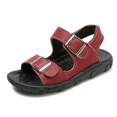 KINE PANDA/Летняя детская обувь для маленьких мальчиков; сандалии из натуральной кожи для мальчиков; ручной шов; От 1 до 5 лет - Цвет: Бордовый