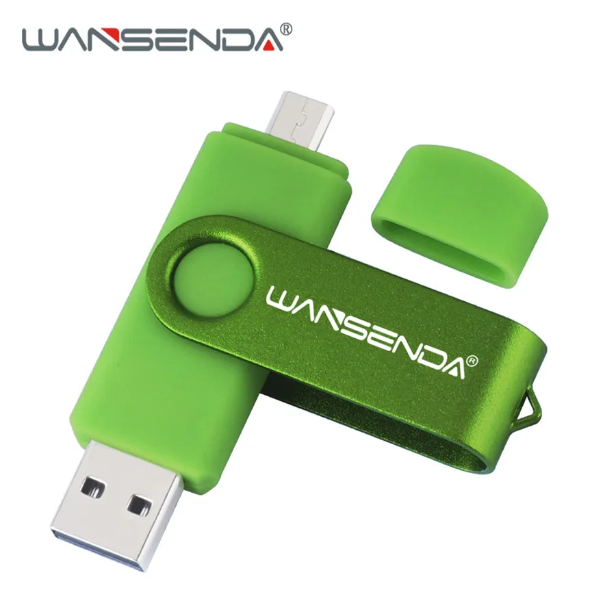 WANSENDA Android OTG USB флеш-накопитель 128 ГБ высокоскоростной флеш-накопитель 16 ГБ 32 ГБ 64 ГБ 256 ГБ флеш-накопитель 2 в 1 микро USB флеш-накопитель - Цвет: Зеленый