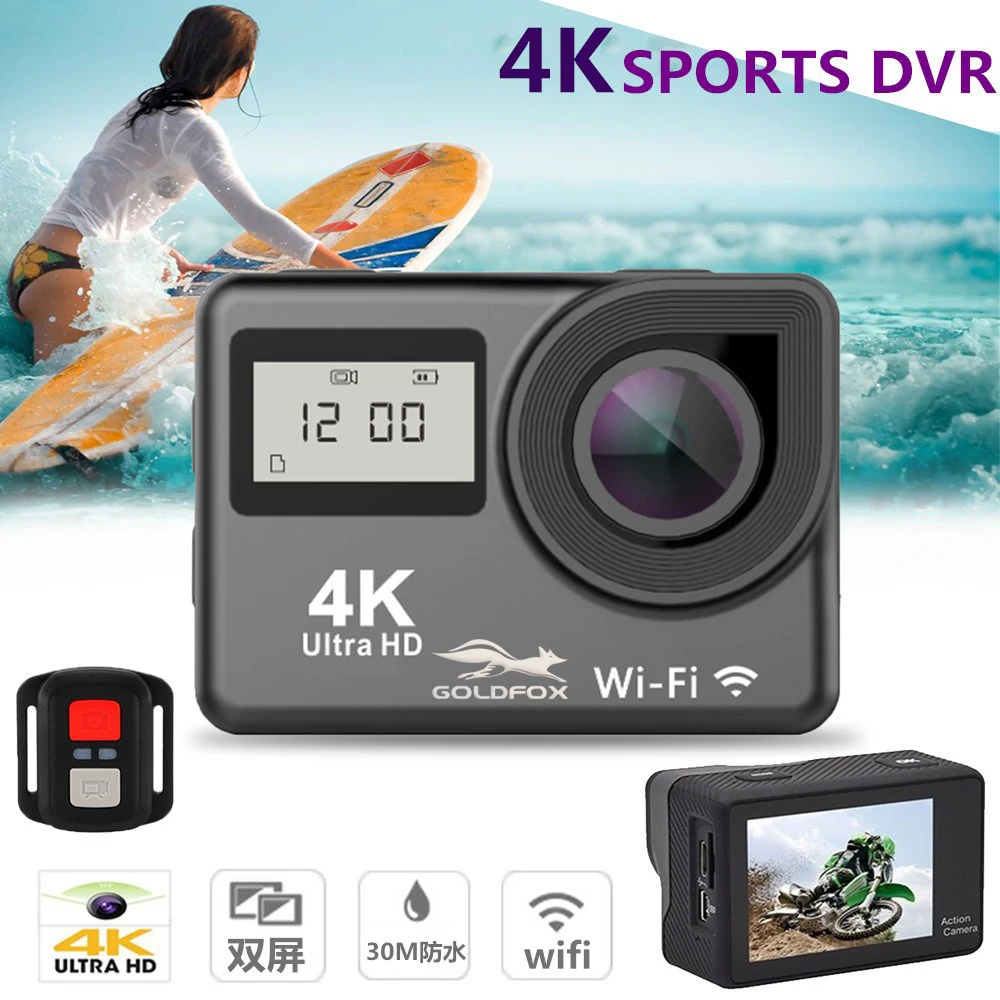 

HD 4K WiFi Action Camera Touch Screen Dual Screen 12MP 30m Waterproof DV 170 Degree Wide Angle Lens Sport Camera Video Recording