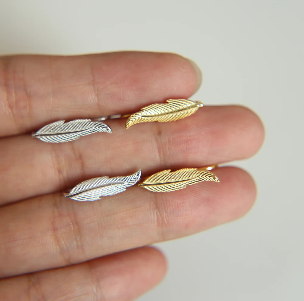 

Authentic Genuine stamp 925 sterling silver climber sweep feather silver earring