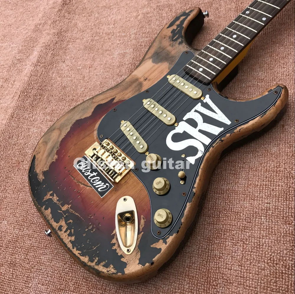 

ST aged Electric guitar S R V handmade remains guitar, custom guitar