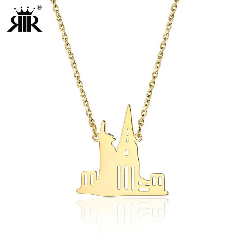 

RIR Statue Of Liberty Necklace Fashion New York City USA America Freedom Jewelry Chrysler Building NYC Skyline Necklaces