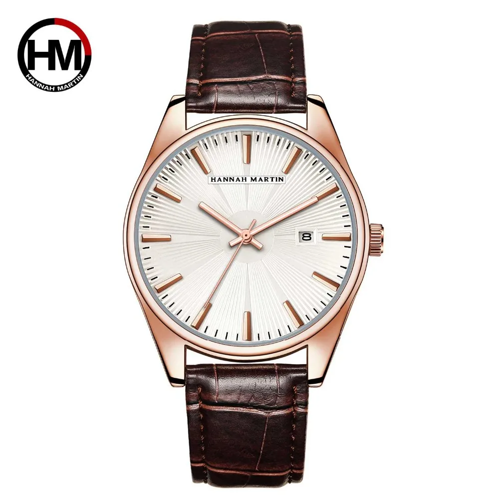 Hannah Martin Japan Quartz Movement High Quality Watch Men Leather Strap Calendar Waterproof Men Ladies Watches Dropshipping Hannah Martin Japan Quartz Movement High Quality Watch Men Leather Strap Calendar Waterproof Men Ladies Watches Dropshipping