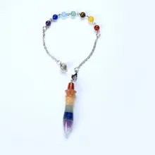 7 Chakra Bead Chain Natural Stone Rainbow 7 Colors Energy Crystal Reiki Pendulum Dowsing Hypnosis Healing Amulet Charm Jewelry