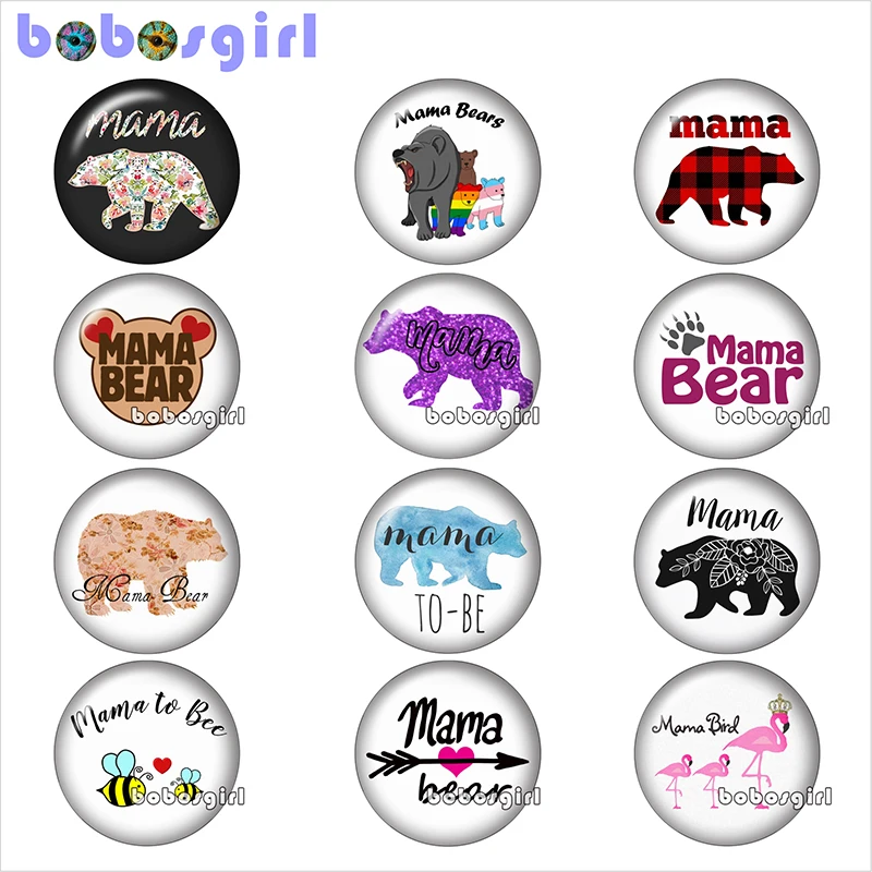 

mama bear mimi MOM BEE mixed 12mm/18mm/20mm/25mm Round photo glass cabochon demo flat back Making findings BP511