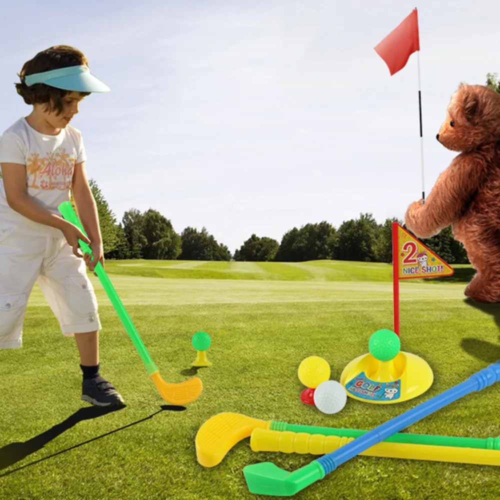 1 комплект Многоцветный Пластиковый игрушечный гольф для детей открытый задний двор спортивная игра хит