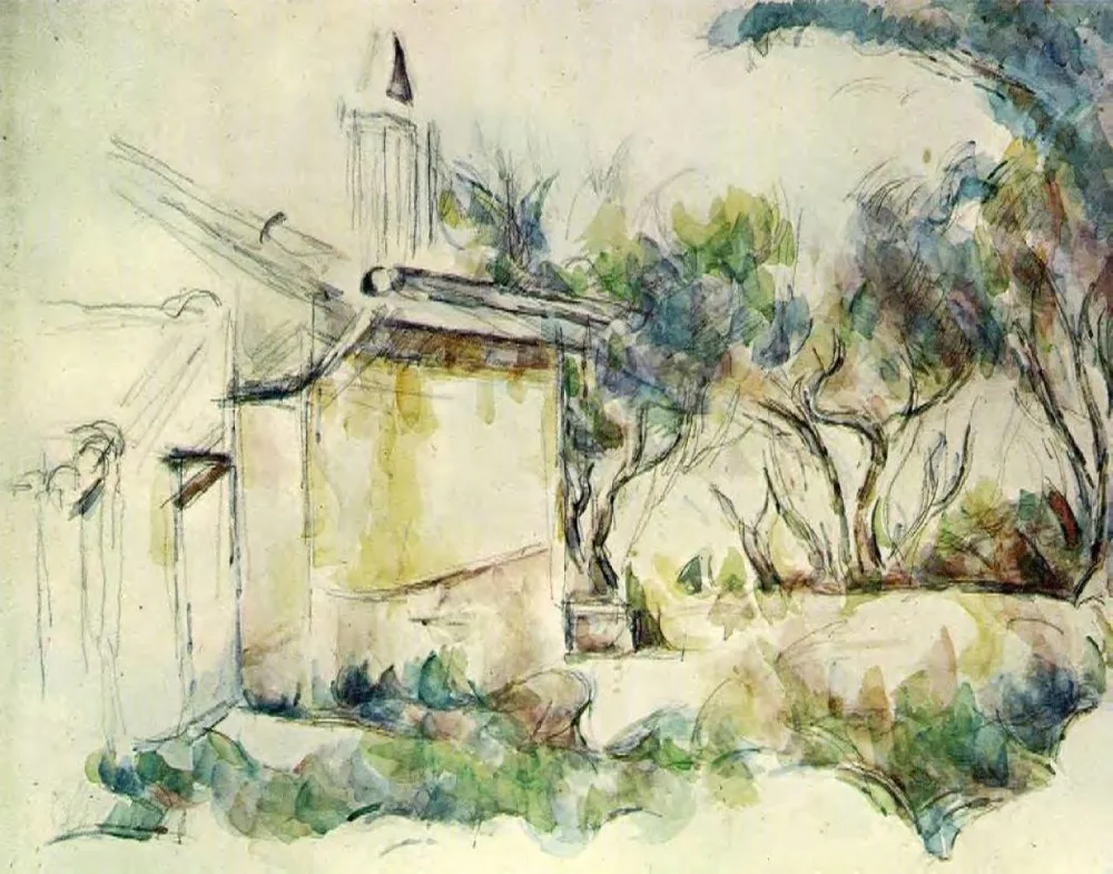 

100% hand made Oil Painting Reproduction on linen canvas,jourdan-s-cottage-1906-1 by paul Cezanne,landscape oil painting
