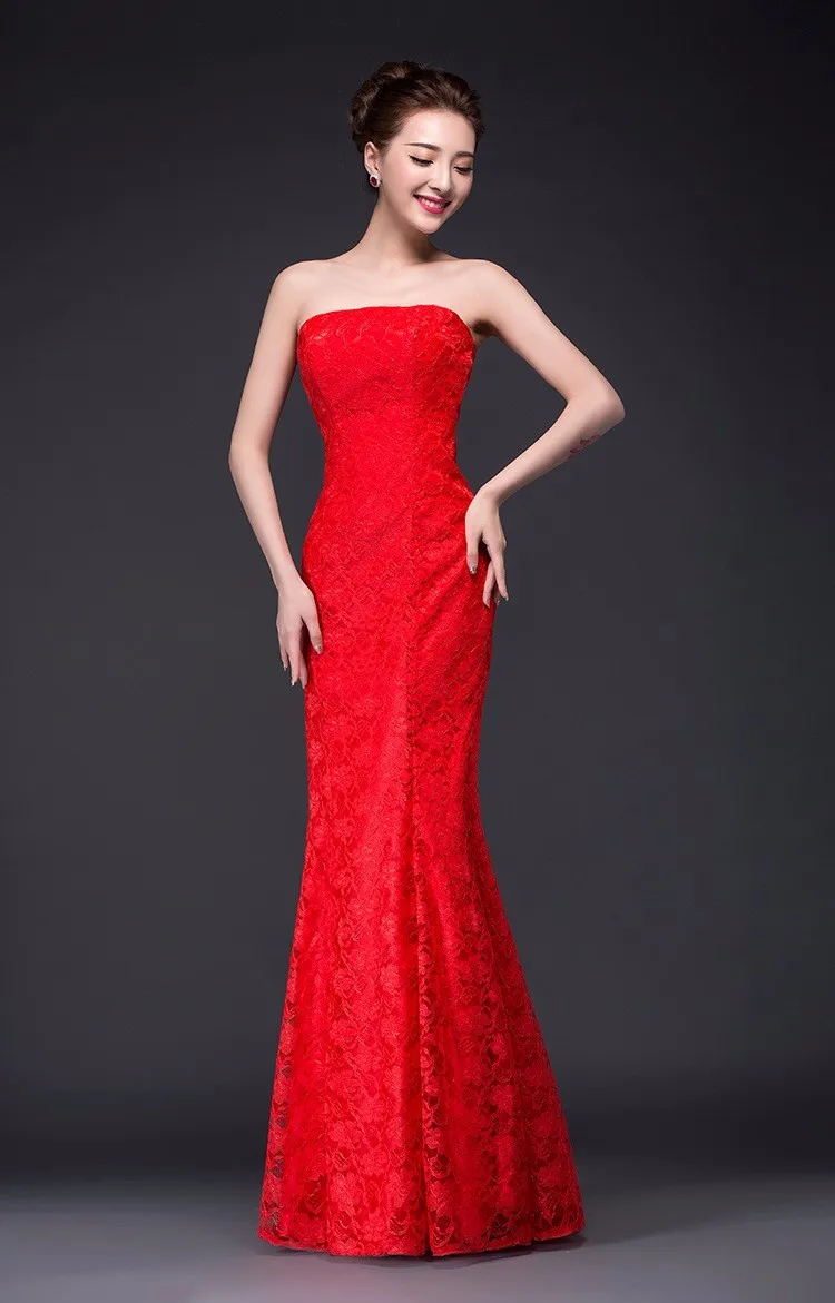 DM-2670Z#Spring summer new long Dresses white and red 2021 tail sexy slim bride violet toast suit wedding dress wholesale cheap red wedding dresses