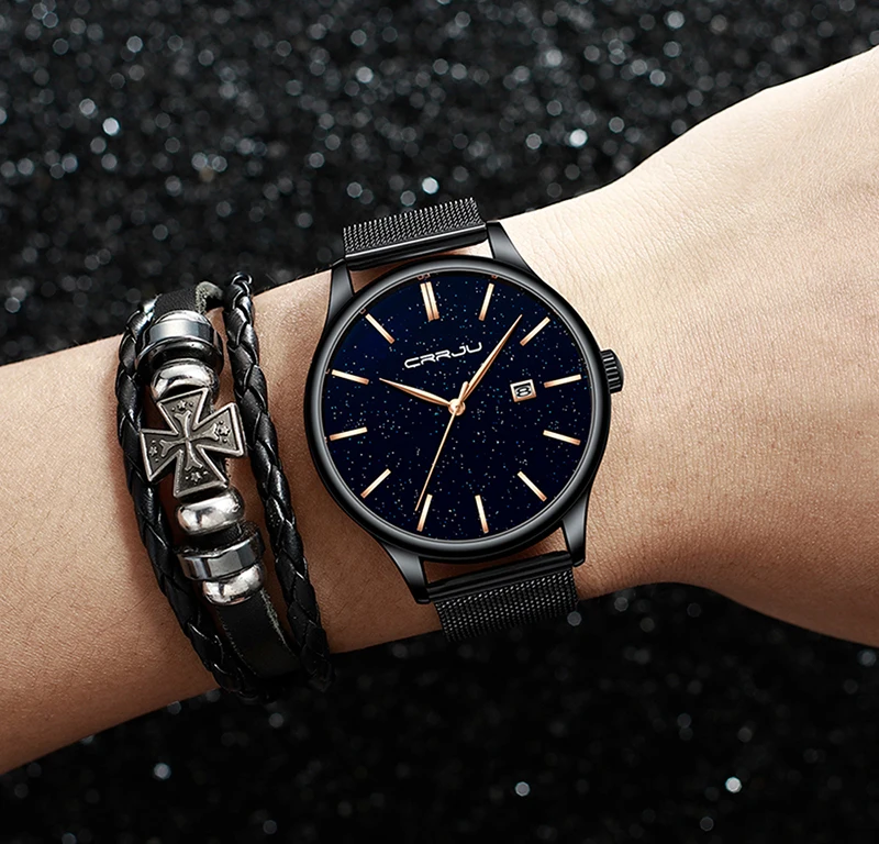 Crrju Men Watch Top Luxury Brand Date Business Starry Sky Mens Watches Stainless Steel Man Wrist Watches reloj hombre 2019 (15)