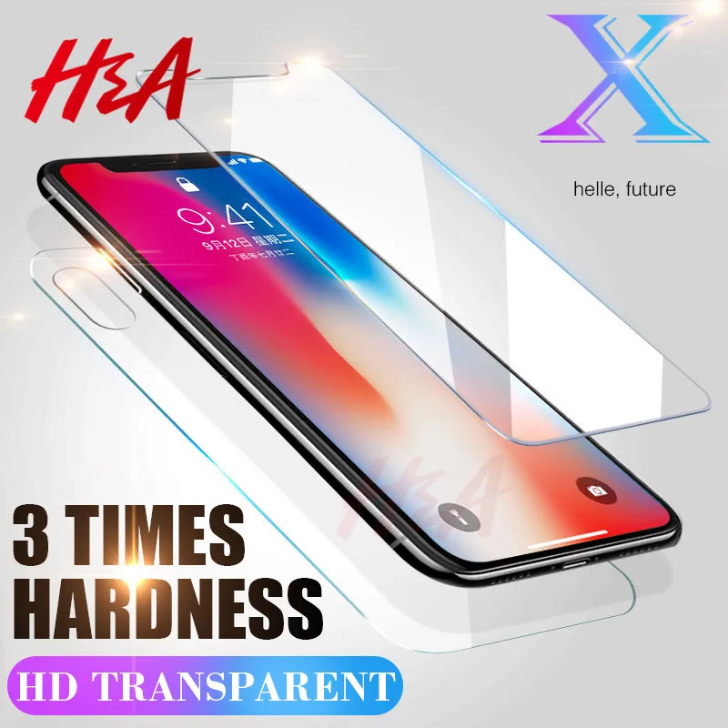 Kopen Voor en Achterkant 2 stks Gehard Glas op de Voor iPhone X 6 6 s 7 8 Plus 5 5 s SE Screen Protector Film Voor iPhone 7 8 6 s Achter Glas