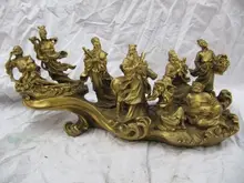 Chinese classical pure brass Eight Fairies Immortals crossing the sea statue crossing the date line