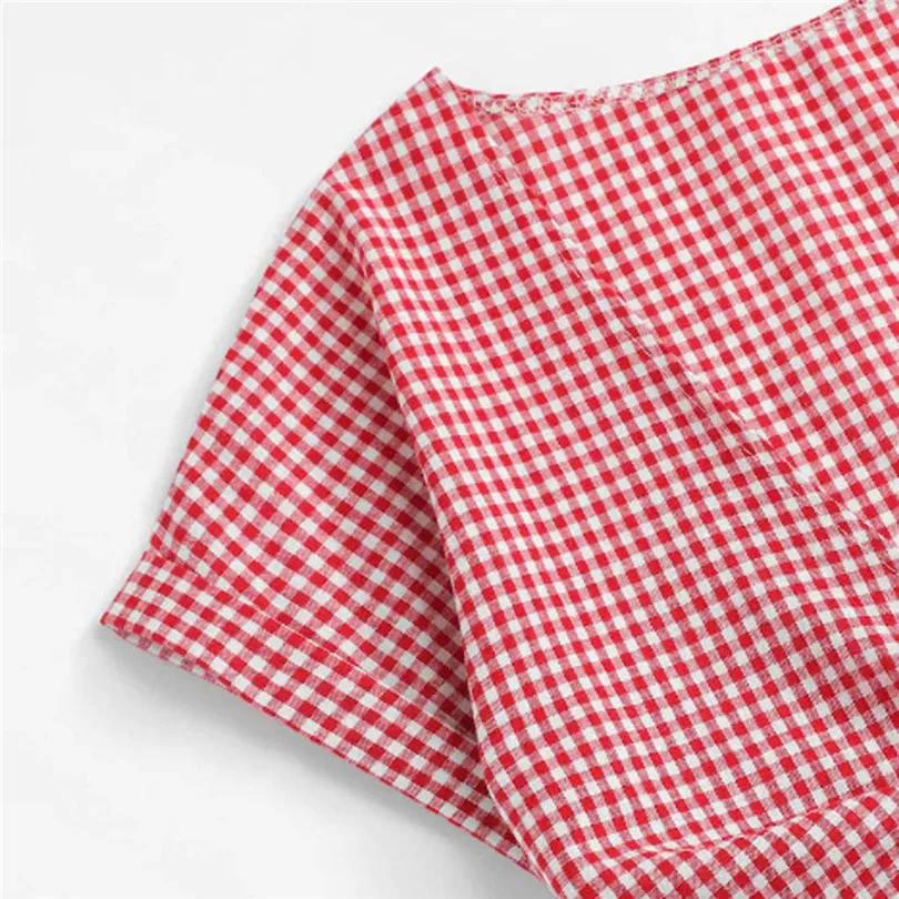 V Neck Bandage Crop Top Mid Waist Summer Shorts Women Set Plaid Sexy 2 Piece Set Women Short Sleeve Chandal Mujer 40AP2901