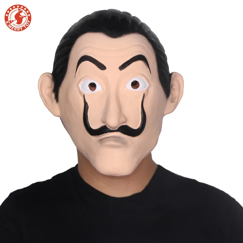 

La Casa De Papel Cosplay Spain Salvador Dali Latex Mask Cos Beard Face Mask Halloween Cosplay Accessory Beard Man Cos