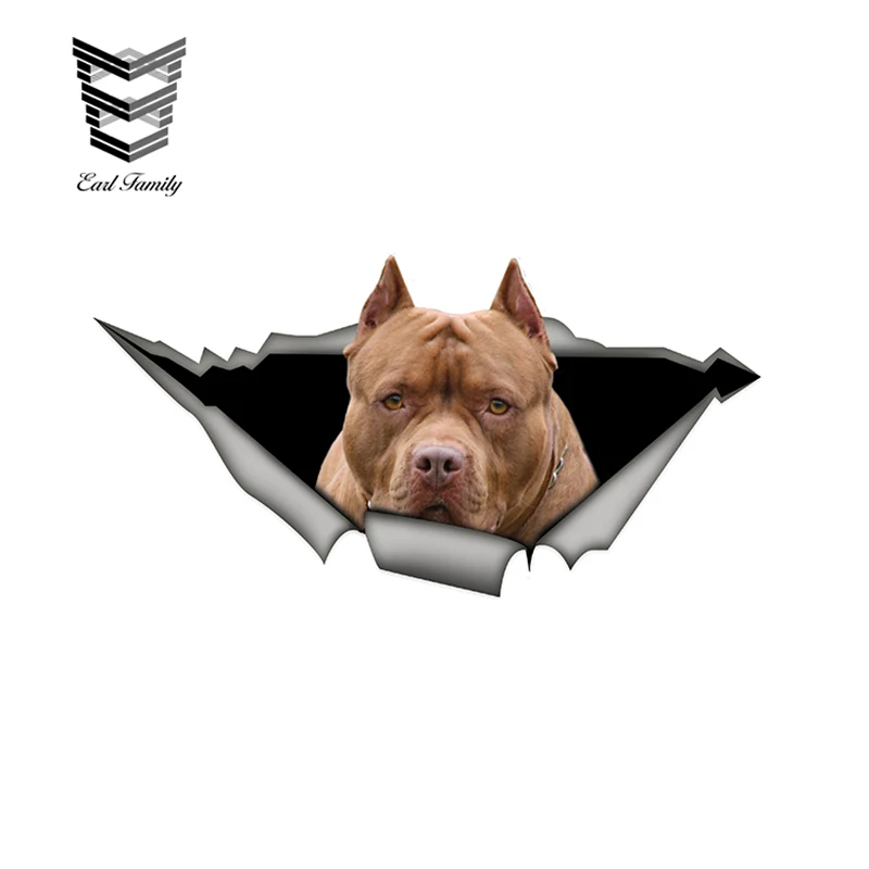 

EARLFAMILY 15cm x 6cm Brown American pitbull Car Stickers Funny Pet Dog Decal Waterproof Car Styling Vinyl Decal Decoration