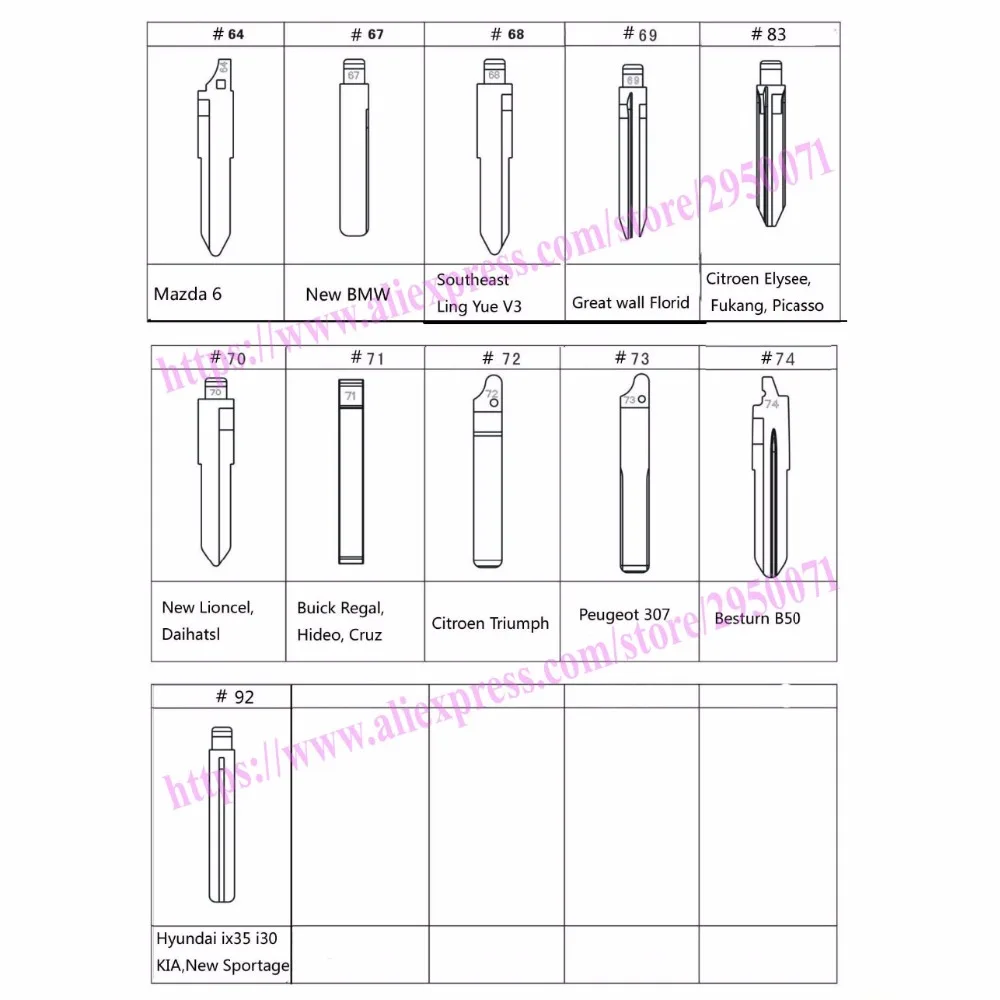 64#- 74#. 92 Универсальный складной Автомобильный ключ пустой, флип неразрезанное лезвие для различных брендов автомобиля дистанционного ключа