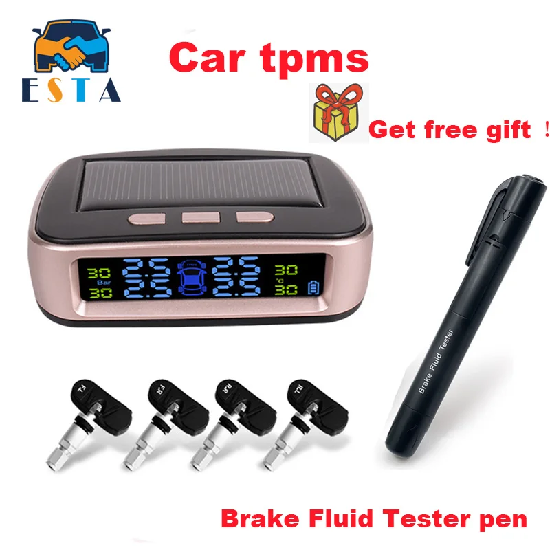 Умный автомобиль TPMS шин давление мониторинга системы солнечный Мощность