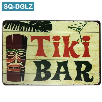 

[SQ-DGLZ]Hot Tiki BAR Metal Sign Vintage Metal Plates Cafe Pub Club Home Wall Decor Tin Signs Retro Plaque