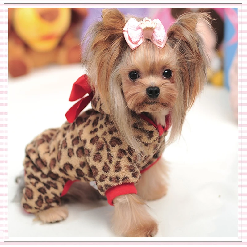 Red Leopard Fleece Pet perros pequeños ropa para perros para 2015 lindo arco perro mono ropa del perro del invierno para peluche|leg belt|leg waterbuckle brooch - AliExpress