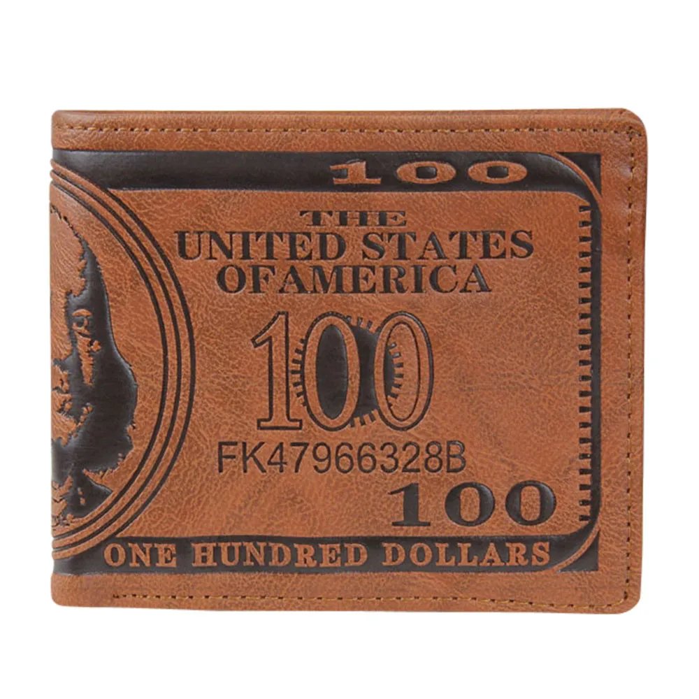 100 кошелек для долларов Короткие Кошельки кожаные кошельки Мужской кошелек Америка Notecase Carteira Masculina ID Card Holder волшебный кошелек L* 5