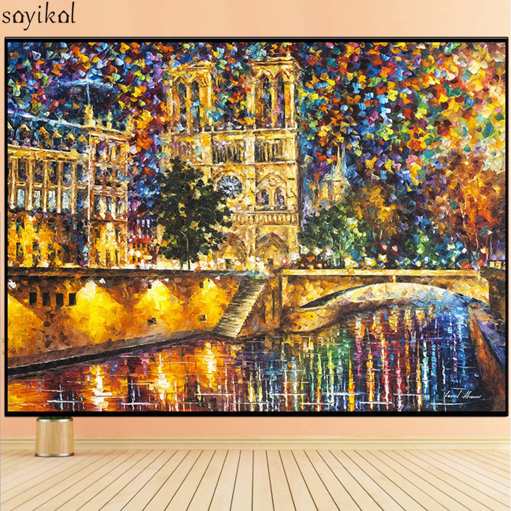 

DIY Painting By Numbers Frame Landscape Famous Building Notre-Dame de Paris Drawing By Numbers Kit Color Wall Art Picture Decor