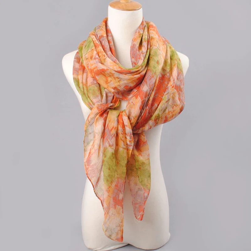 Высокое качество женский шарф хлопок вуаль полиэстер шарфы сплошной теплый осенний и зимний шарф шаль с принтом Прямая