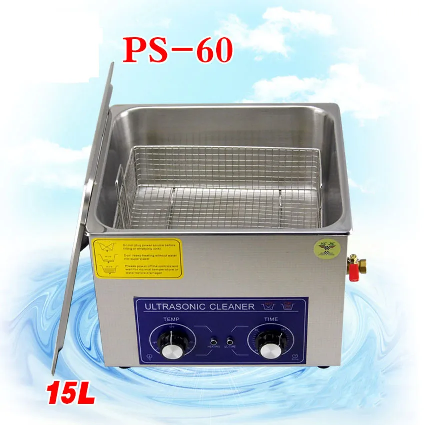 1PC ultrasonic cleaner 15L AC110/220V PS-60 clean the king of the circuit board ,metal parts cleaning equipment