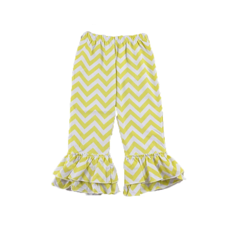 striped children girls kiddoes long yellow pants,summer ruffle hipster