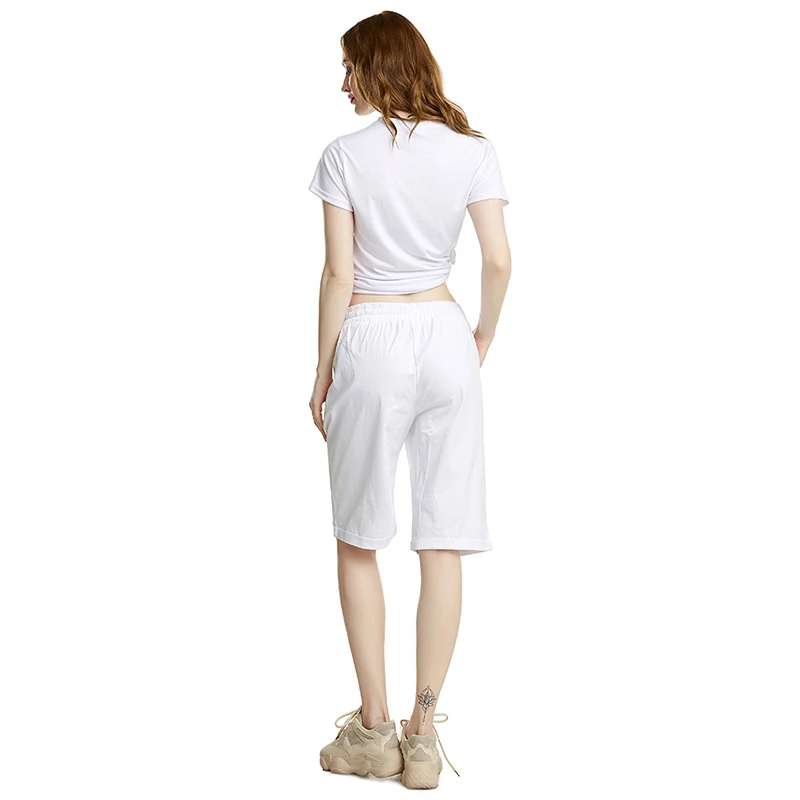 Летние женские брюки до колена, повседневные брюки больших размеров, женские брюки из тонкой ткани, женские Капри