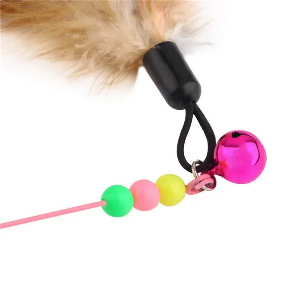 Игрушки для собак и кошек милый дизайн стальная проволока палочка-Дразнилка с перьями пластиковая игрушка для кошек цвет мульти продукты для домашних животных