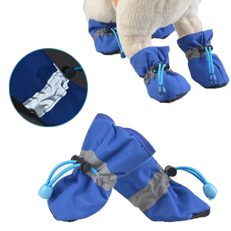5 Sizes 4pcs/set Pet Dog Waterproof Shoes Spring Summer Reflective