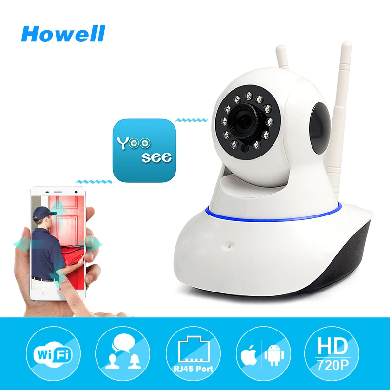 Howell HD 720P Wireless WiFi Yoosee IP Home Security Camera Home Surveillance Camera IPcam IR Night Vision Camara Dual Antennas home security ip wireless wifi camera surveillance 720p night vision cctv pt ir camara pan tilt hd onvif p2p cctv yoosee cam