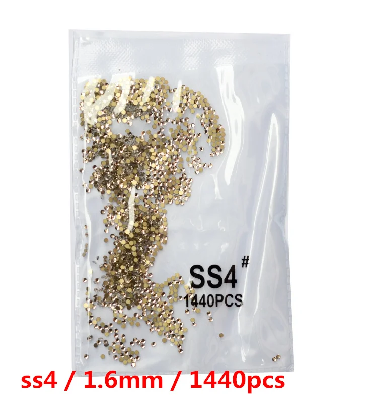 SS3-ss8 1440 шт прозрачный кристалл AB золото 3D не горячей фиксации FlatBack дизайн ногтей Стразы украшения для обуви и украшение в виде танцующих фигурок - Цвет: Gold whit ss4 1440pc