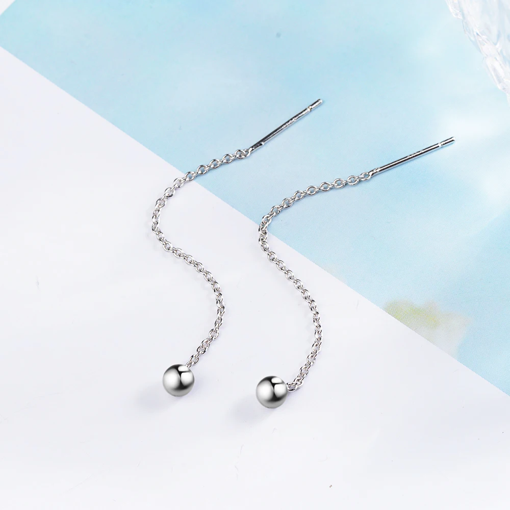 Новая любовь 925 серебряные бусины шар длинные висячие серьги для женщин модные ювелирные изделия из стерлингового серебра Brincos горячая распродажа