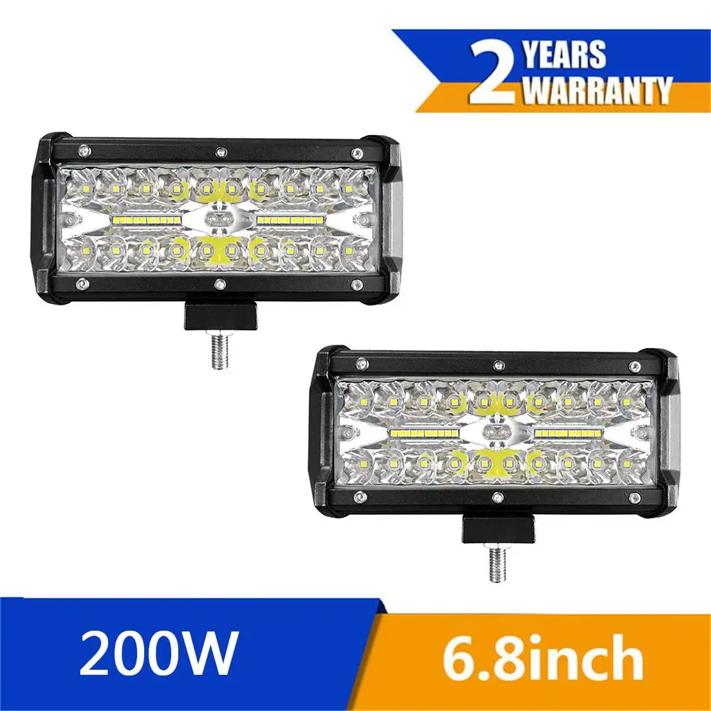 

2pcs 200W 12v IP67 Waterproof Car LED Work Light Bar Spot Flood Beams Combo Back Up Light For Off-road SUV Truck Lighting Tool