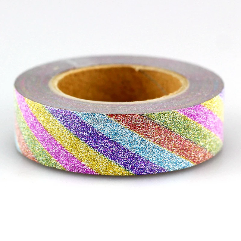 Gevoel schermutseling moord 1 st 15mm * 10 m Eenhoorn Regenboog Strepen Glitter Tape Decor Washi Tape  Papier Scrapbooking Plakband voor fotoalbum Briefpapier|decorative washi  tape|glitter tapewashi tape - AliExpress