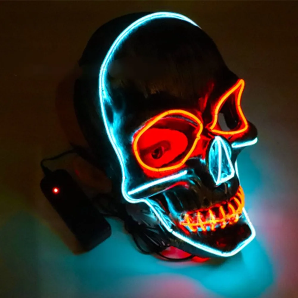

Halloween Mask LED Glowing Mask Masquerade Mask Horror Glowing Mask Neon Anonymous Party Mask