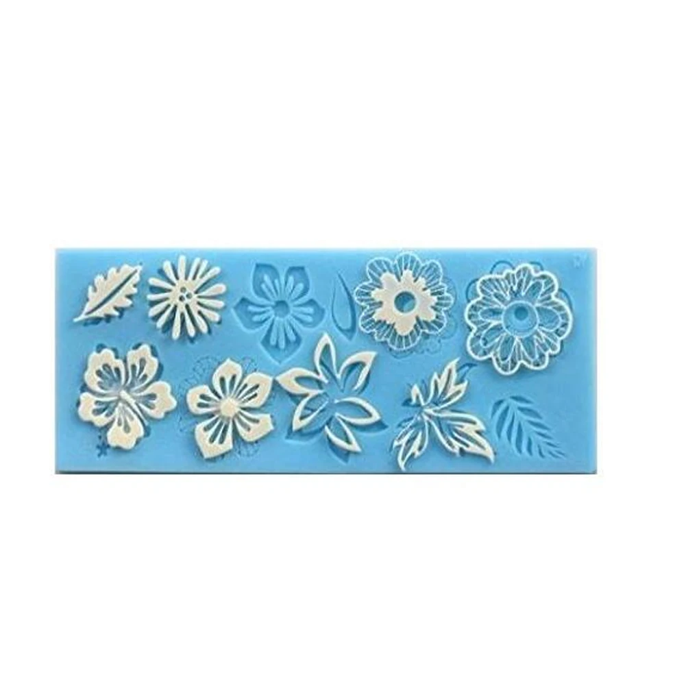 Sugarcraft силиконовые цветок лист тиснение кружево помады плесень украшения торта