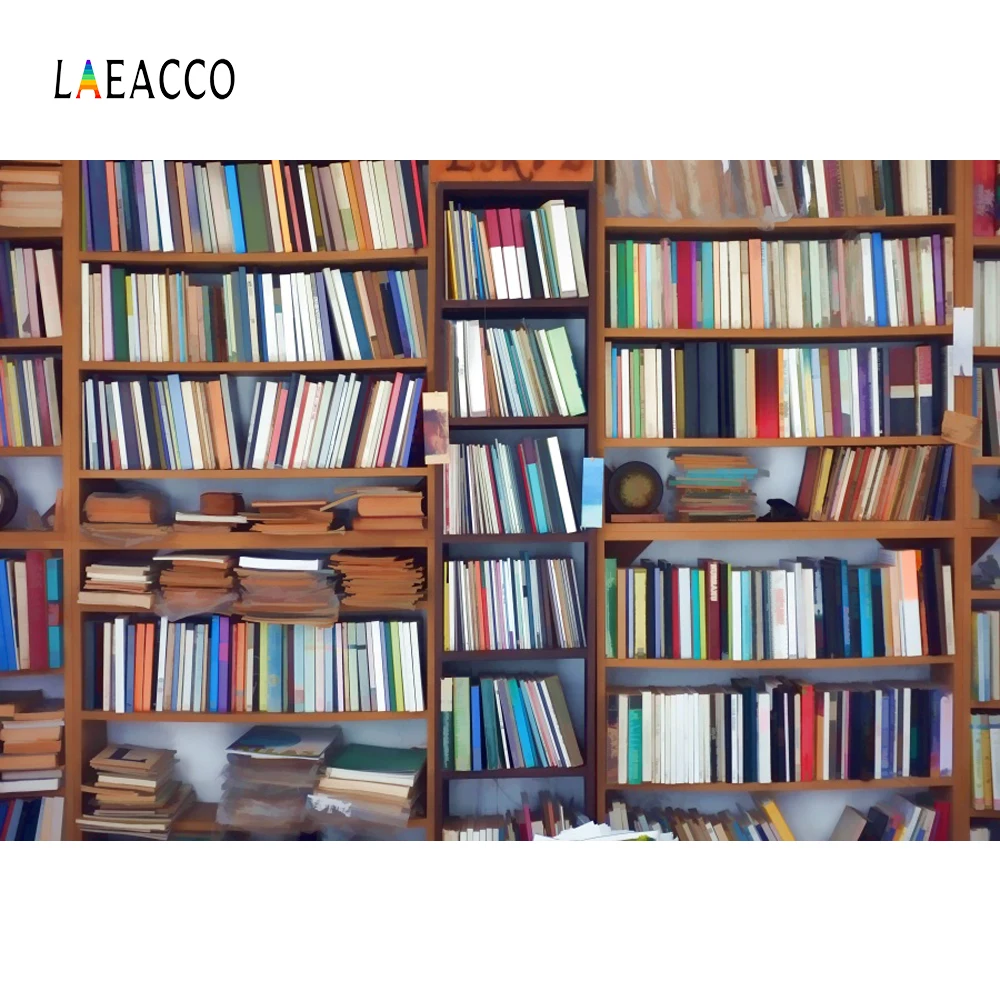 

Laeacco Bookshelf Library Wood Study Room Child Portrait Photo Backgrounds Customized Photography Backdrops For Photo Studio